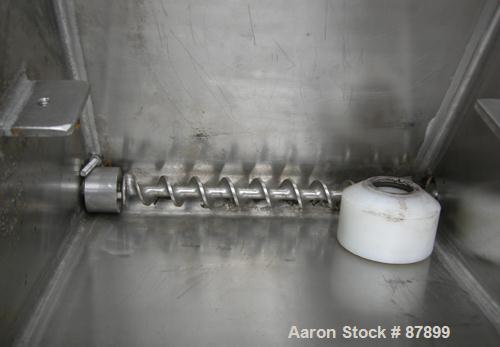 USED: Vibra Screw volumetric feeder, 304 stainless steel. Approximate 1-3/4" diameter x 22" long screw. Approximate 1.5 cubic foot hopper. Driven by a 3/4 hp, 90 volt, 1750 rpm DC gearmotor. Rated ap...
