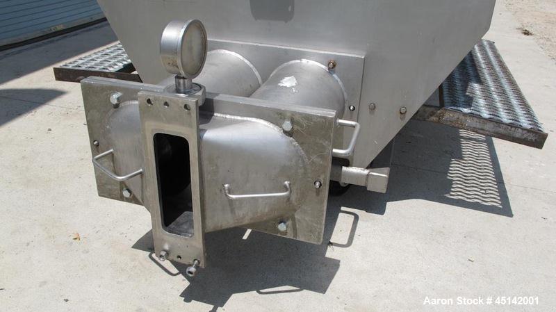 Used-Volumetric Twin Screw Feeder.  Stainless steel twin screw feeder with agitator screw.  Screws driven by Eurodrive 3/4 h...