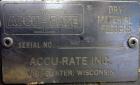 Used AccuRate 600 Series Dry Material Feeder, 316 Stainless Steel. Approximately 2-1/2” diameter x 82” long screw. Feed rates based on 50 pounds per cubic foot are 50-2000 pounds an hour. Driven by (...