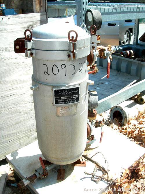 Used Used: Technical Fabricators inline filter, model I/0 500-2, 316 stainless steel. Jacketed chamber 12" diameter x 30" straight side. Dished bolt on top, dish bottom. Internal rated 150 psi, jacke...