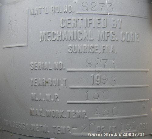 Used Filtration Systems Basket Strainer Filter, 316 stainless steel. Chamber approximately 8" diameter x 29" deep. Flat bolt down top cover, rated 150 at 450 deg.f.. 2" inlet/outlet. Removable basket...