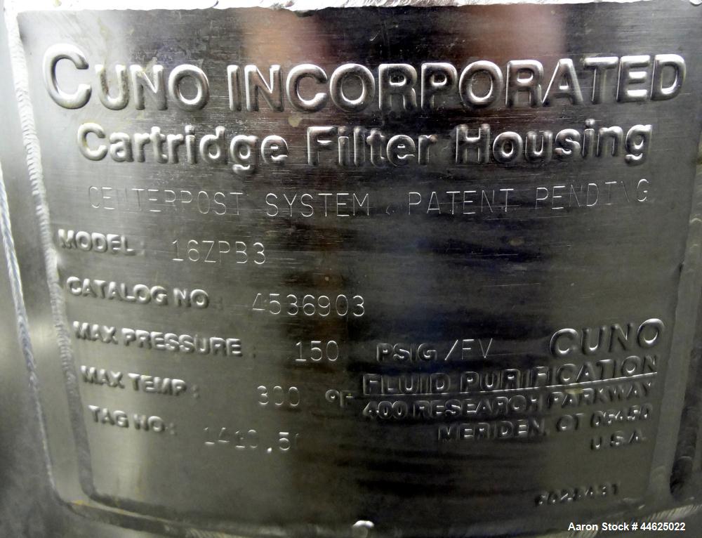 Used Stainless Steel Cuno Zeta Plus Cartridge Filter Housing, Model 16ZPB3