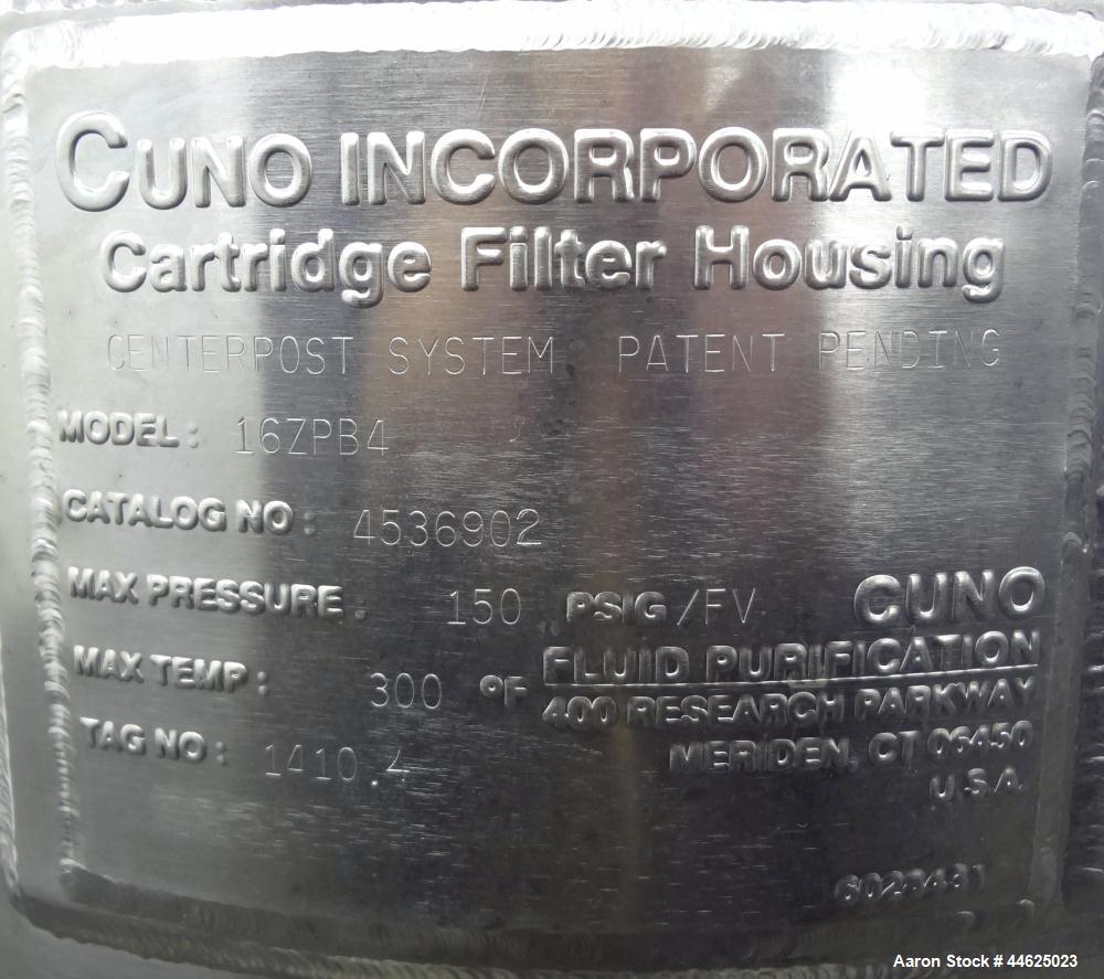 Used Stainless Steel Cuno Zeta Plus Cartridge Filter Housing, Model 16ZPB4