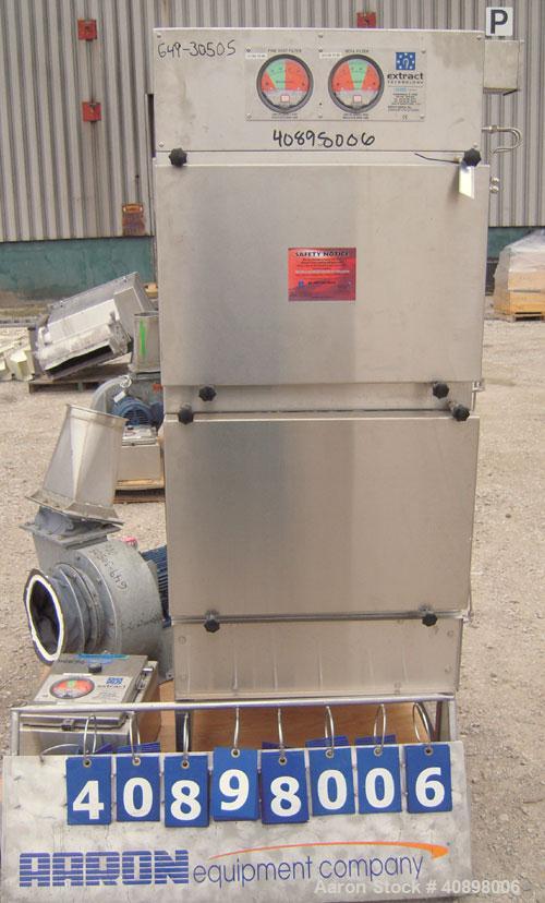 Used Extract Technology HEPA Filter. 316 stainless steel housing. Designed as a HEPA filter air stream over a dryer charge port. Includes a 3 hp, 3/60/460 volt, 3510 rpm xp blower. Serial #2324/14/LF...