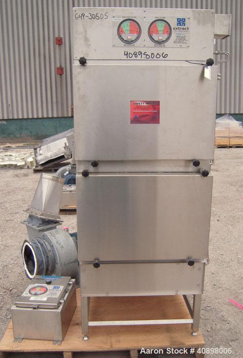 Used Extract Technology HEPA Filter. 316 stainless steel housing. Designed as a HEPA filter air stream over a dryer charge port. Includes a 3 hp, 3/60/460 volt, 3510 rpm xp blower. Serial #2324/14/LF...