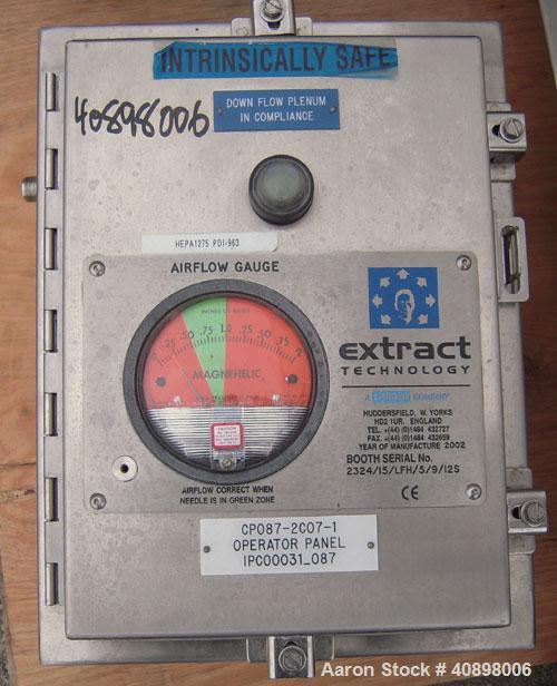 Used Extract Technology HEPA Filter. 316 stainless steel housing. Designed as a HEPA filter air stream over a dryer charge port. Includes a 3 hp, 3/60/460 volt, 3510 rpm xp blower. Serial #2324/14/LF...