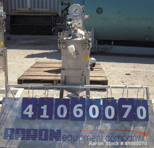 Used Filtration Systems Mesh Basket Filter, Model CF-8M, 316 Stainless Steel. (.50) cubic feet, rated up to 110 gallons per minute. Approximate 8 1/2" diameter x 15" deep vessel, internal rated 150 p...