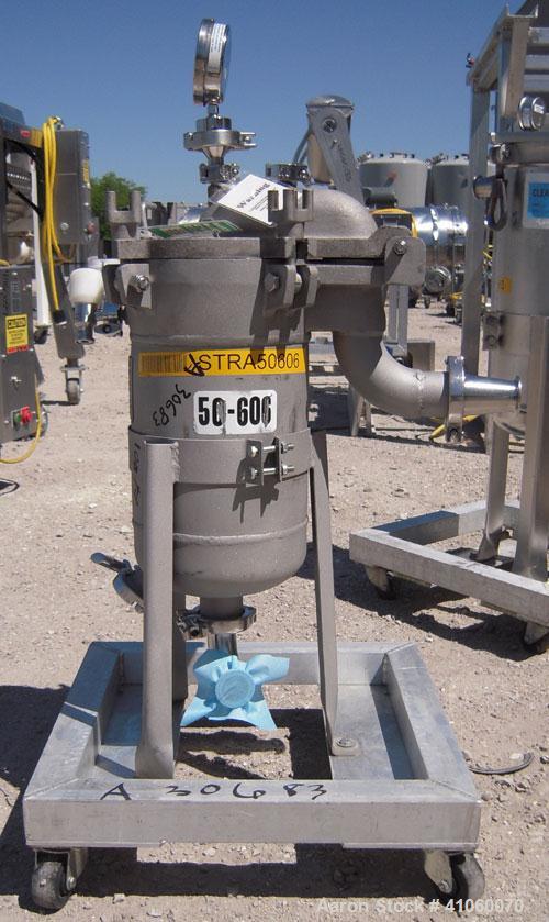 Used Filtration Systems Mesh Basket Filter, Model CF-8M, 316 Stainless Steel. (.50) cubic feet, rated up to 110 gallons per minute. Approximate 8 1/2" diameter x 15" deep vessel, internal rated 150 p...