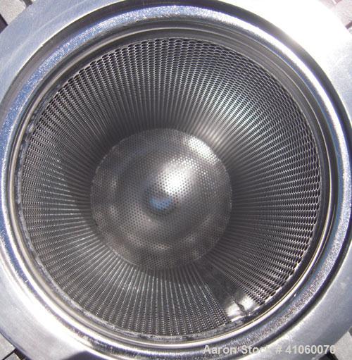 Used Filtration Systems Mesh Basket Filter, Model CF-8M, 316 Stainless Steel. (.50) cubic feet, rated up to 110 gallons per minute. Approximate 8 1/2" diameter x 15" deep vessel, internal rated 150 p...