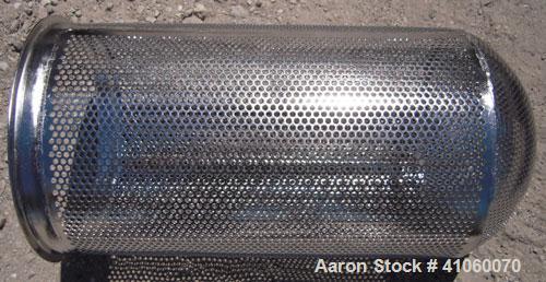 Used Filtration Systems Mesh Basket Filter, Model CF-8M, 316 Stainless Steel. (.50) cubic feet, rated up to 110 gallons per minute. Approximate 8 1/2" diameter x 15" deep vessel, internal rated 150 p...