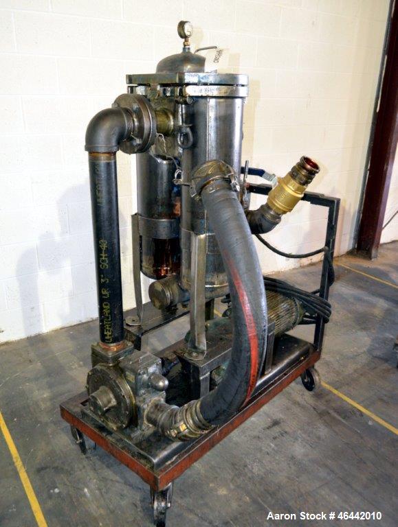Used FSI Filter Specialists Double-Barreled Bag Filter, Model FSP-250, Carbon steel. Approximate 8.8 square feet surface area, maximum flow rate 150 gallons per minute. Each chamber approximate 8" di...