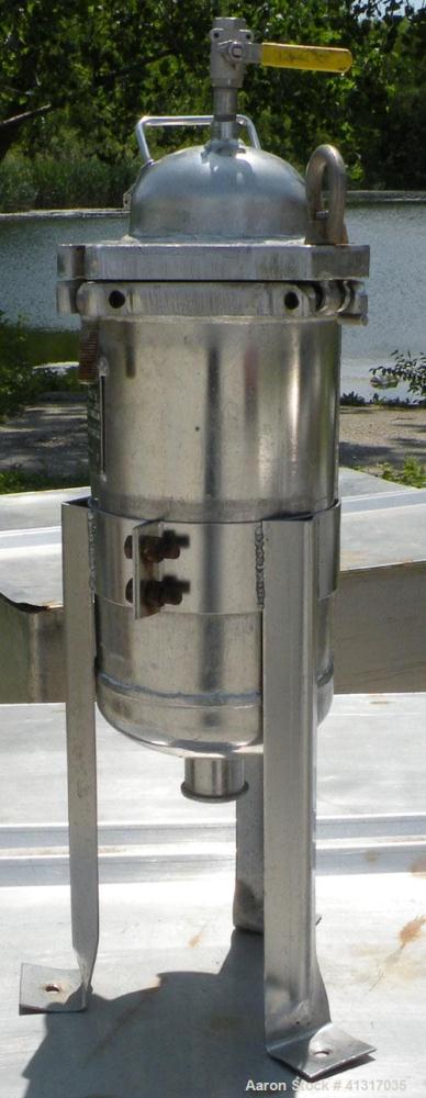 Used Filter Specialists Basket Filter, Part Number F.S.P. 40-1-316SS, 316 Stainless Steel. 8" diameter x 16" deep. No basket. Rated 150 psi at 200 deg F. 1" NPT inlet, 2" tri-clamp center bottom outl...