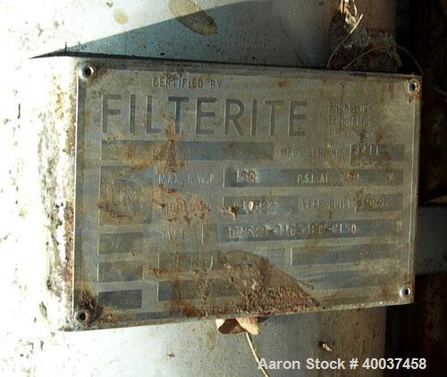 Used- Filterite cartridge filter, model 36MS03-316-3FD-C150, stainless steel. 12" x 34" straight side. Dished bolt on top, d...