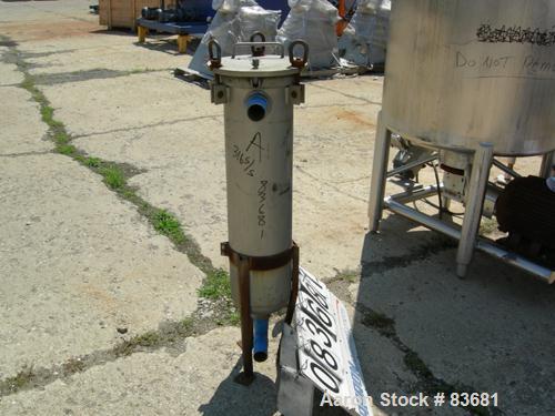 USED:Strainrite Filterite Filter/Bag Strainer, model 919348-150, type UF1-180-316-C150, 316 stainless steel.Approximately 2.25 square feet.Housing 9" diameter x 33" deep. Bolt-on top, dished bottom.L...