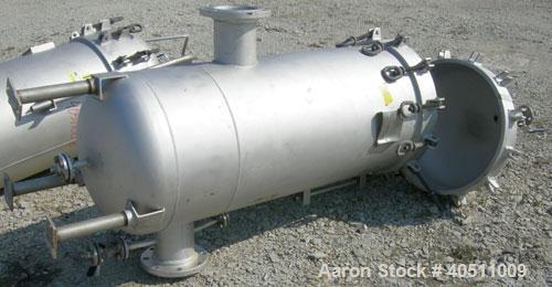 Used Filterite Cartridge Filter, model 935563, type 220MSO4-316L-6FOLD-C150, 316L stainless steel. Approximately 24" diameter x 53" straight side, clamped dished top, dished bottom, rated 150 psi at ...