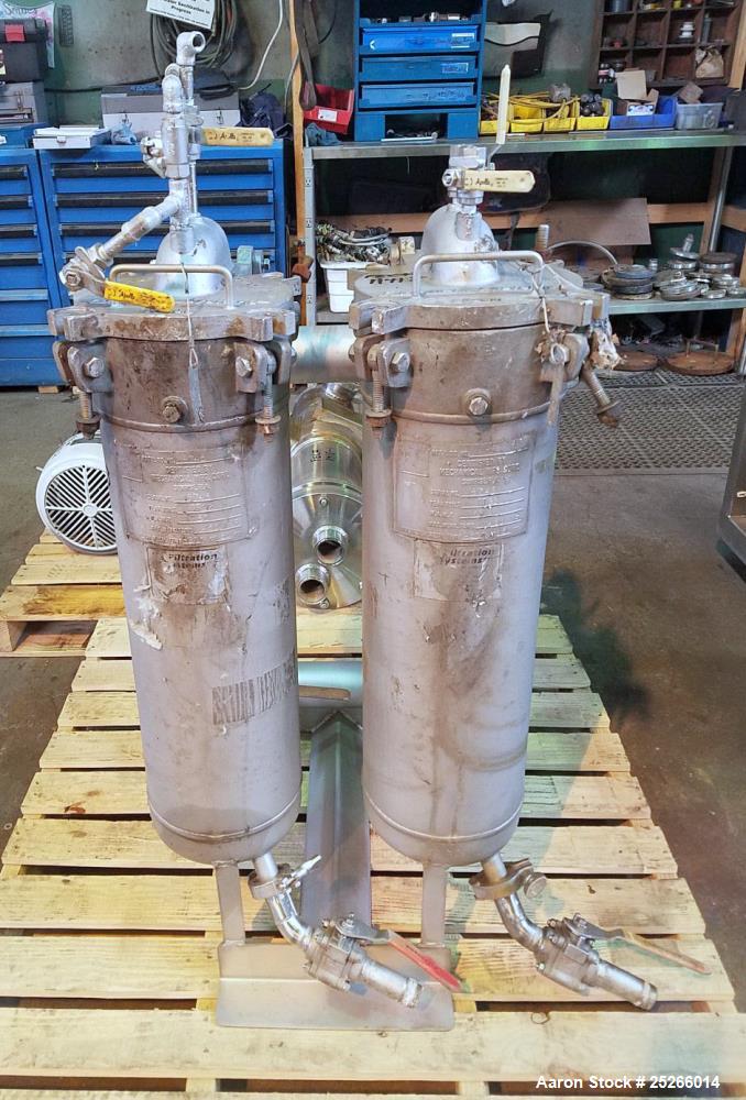 Used Set of (2) 8" Filtration Systems Basket Filters, Stainless Steel.