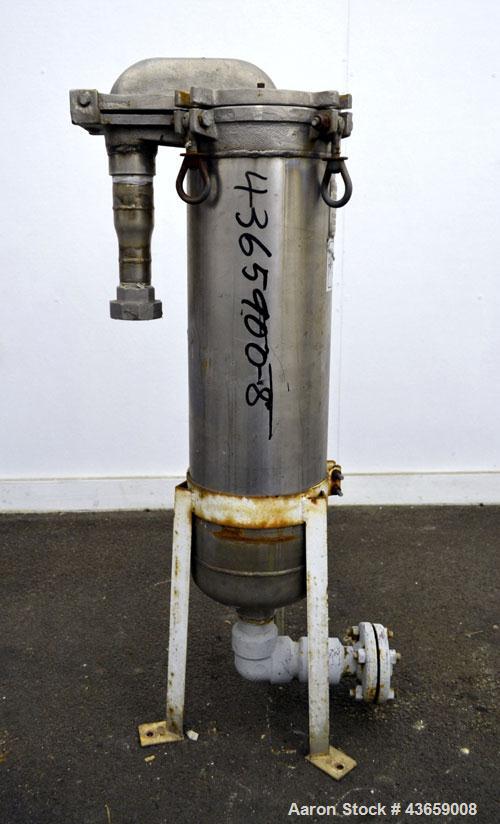 Used Filtration Systems Mesh Basket Filter, Stainless Steel. Rated up to approximate 220 gallons per minute. 304 Stainless steel housing Approximate 8-1/2” diameter x 29-1/2” deep, rated 150 psi at 2...