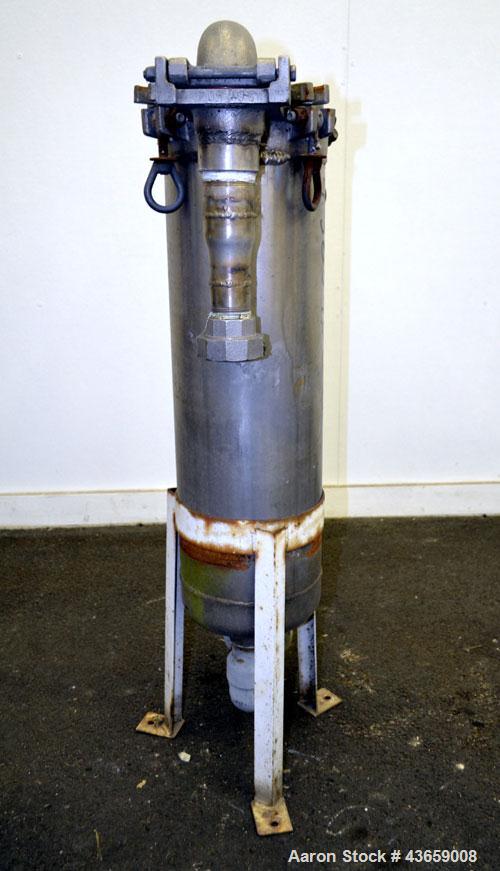 Used Filtration Systems Mesh Basket Filter, Stainless Steel. Rated up to approximate 220 gallons per minute. 304 Stainless steel housing Approximate 8-1/2” diameter x 29-1/2” deep, rated 150 psi at 2...