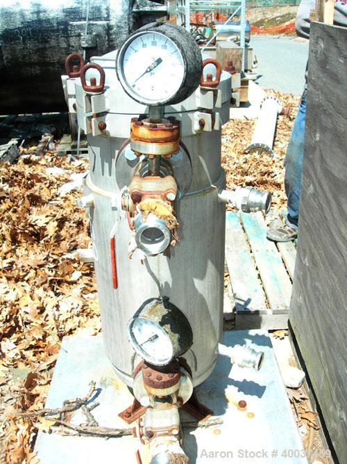 Used Technical Fabricators inline filter, model I/0 500-2, 316 stainless steel. Jacketed chamber 12" diameter x 30" straight side. Dished bolt on top, dish bottom. Internal rated 150 psi, jacket 50 p...