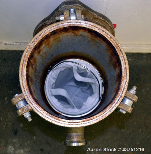 Used Krystal Klear Basket Filter, 7 Gallon Capacity, 321 Stainless Steel, Vertical. Approximately 8-1/2” diameter x 28" deep housing, bolt-on top cover, 8” diameter x 14” deep removable basket.  2" I...