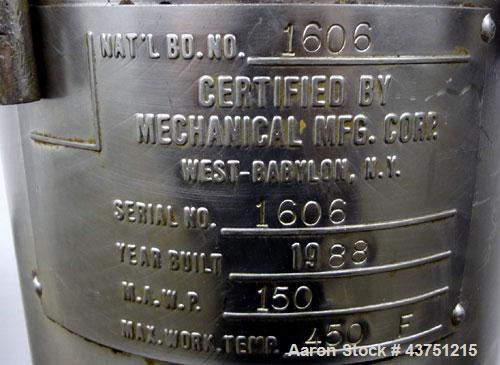Used Mechanical Basket Filter, 7 Gallon Capacity, 316 Stainless Steel, Vertical. Approximately 8-1/2” diameter x 29" deep housing, bolt-on top cover, 7-1/2” diameter x 28” deep removable basket. Rate...