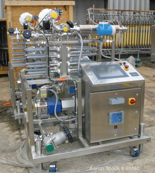 USED: Millipore filtering system consisting of: (1) Isopack biochromatography process column, 316L stainless steel. Approximate 1600mm diameter, rated 58 psi at 86 deg F. (2) Slurry transfer skids co...