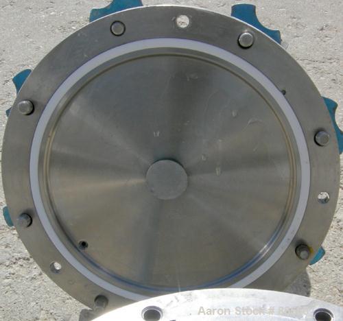 Used Millipore Sterilizing/Pancake Type Filter, 293 MM Diameter, 304 Stainless Steel. Filter area 518 cubic CM, max 125 PSI inlet, pre-filter diameter 257 MM. 1" NPT inlet/outlet. Mounted on 3 legs.