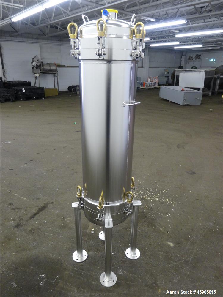 Unused- Pall Filter Housing, Part#4HD4886-2869, 316L Stainless Steel. Approximate 13-3/4" diameter x 46" straight side, dished clamp on top and bottom. Internal rated 100 psi at -20 to 250 degrees F....
