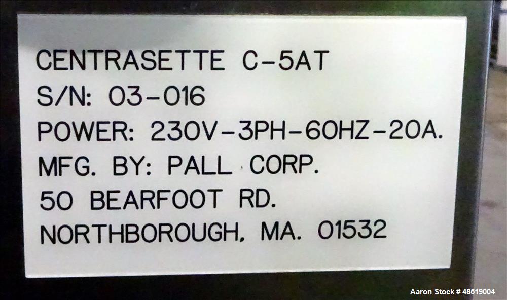 Used Pall Centrasette C-5AT Filter System.