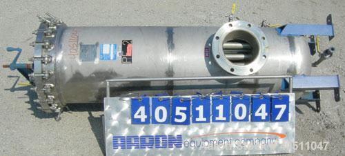 Used Pall Cartridge Filter Housing, part #P384SG29C2H2, 304 stainless steel. Approximately 18'' diameter x 60'' straight side, flat bolt on top, dished bottom. Internal rated 205 psi at 100 deg F, 22...