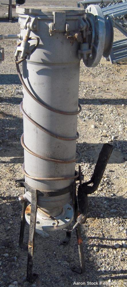 Used Ronningen Petter Products Mesh Basket Filter, 316 L Stainless Steel.  8 1/2" diameter x 29" deep vessel rated 150 psi at 220 degrees F.Single basket cartridge 6'' diameter x 24'' deep. Bolt-on t...