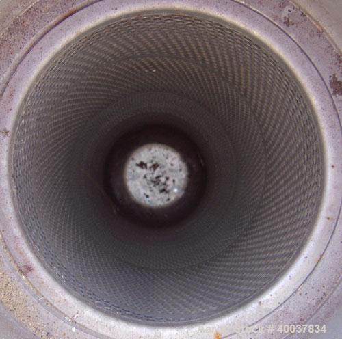 Used Ronningen Petter Products Mesh Basket Filter, 316 L Stainless Steel.  8 1/2" diameter x 29" deep vessel rated 150 psi at 220 degrees F.Single basket cartridge 6'' diameter x 24'' deep. Bolt-on t...