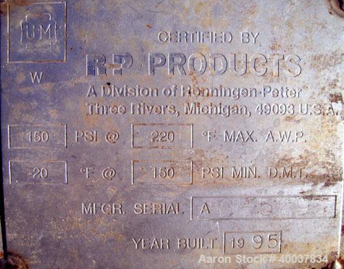 Used Ronningen Petter Products Mesh Basket Filter, 316 L Stainless Steel.  8 1/2" diameter x 29" deep vessel rated 150 psi at 220 degrees F.Single basket cartridge 6'' diameter x 24'' deep. Bolt-on t...