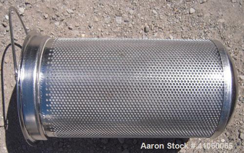 Used Rosedale Products Mesh Basket Filter, Model 8-15-2P-1-150-CS-T-S-BM, 304 Stainless Steel. 2.3 square feet, rated up to 220 gallons per minute. Approximate 8 1/2" diameter x 24" deep vessel, inte...