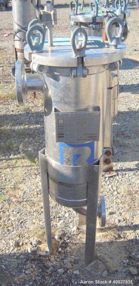 Used Rosedale Products Mesh Basket Filter, Model 8152F3150S316-C, 316 stainless steel. 2.3 square feet, rated up to 220 gallons per minute. Approximate 8 1/2" diameter x 24" deep vessel, internal rat...