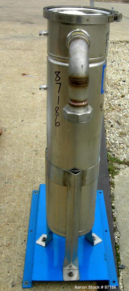 USED: Rosedale mesh basket filter, model 8302#125SBB, 304 stainless steel. Approximate 4.4 square feet filter area. 8-1/2" diameter x approximate 38" deep non-jacketed housing, rated 125 psi max. Sin...