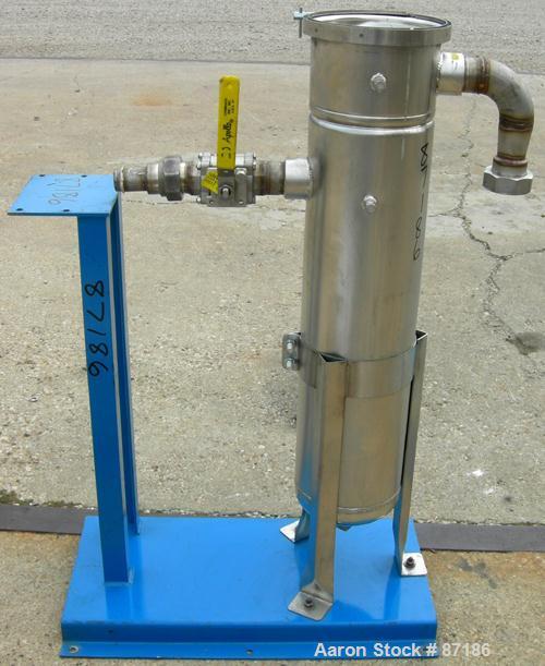 USED: Rosedale mesh basket filter, model 8302#125SBB, 304 stainless steel. Approximate 4.4 square feet filter area. 8-1/2" diameter x approximate 38" deep non-jacketed housing, rated 125 psi max. Sin...