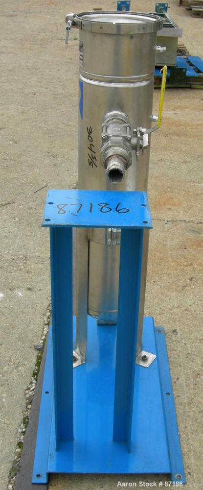 USED: Rosedale mesh basket filter, model 8302#125SBB, 304 stainless steel. Approximate 4.4 square feet filter area. 8-1/2" diameter x approximate 38" deep non-jacketed housing, rated 125 psi max. Sin...