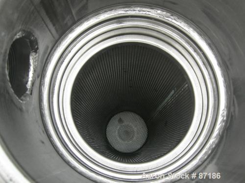 USED: Rosedale mesh basket filter, model 8302#125SBB, 304 stainless steel. Approximate 4.4 square feet filter area. 8-1/2" diameter x approximate 38" deep non-jacketed housing, rated 125 psi max. Sin...