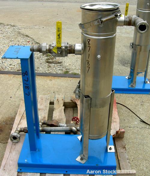USED: Rosedale mesh basket filter, model 8302#125SBB, 304 stainless steel. Approximate 4.4 square feet filter area. 8-1/2" diameter x approximate 38" deep non-jacketed housing, rated 125 psi max. Sin...