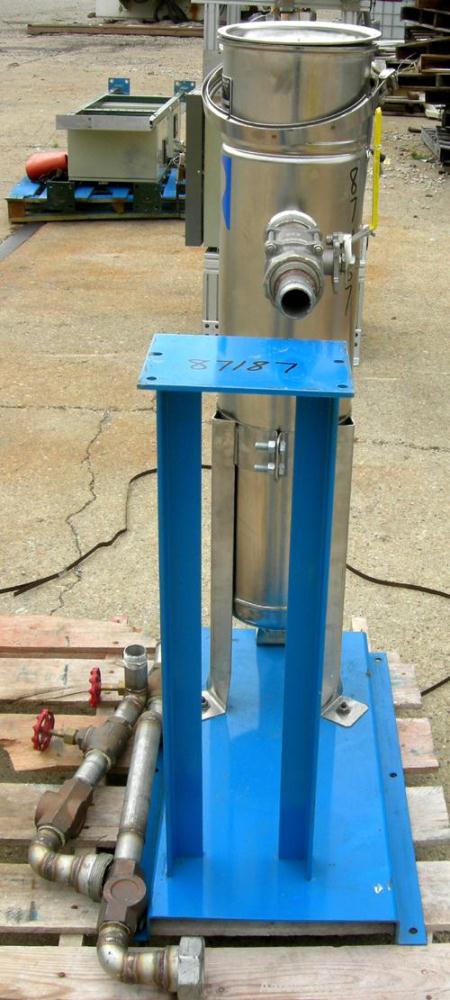 USED: Rosedale mesh basket filter, model 8302#125SBB, 304 stainless steel. Approximate 4.4 square feet filter area. 8-1/2" diameter x approximate 38" deep non-jacketed housing, rated 125 psi max. Sin...