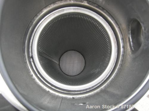 USED: Rosedale mesh basket filter, model 8302#125SBB, 304 stainless steel. Approximate 4.4 square feet filter area. 8-1/2" diameter x approximate 38" deep non-jacketed housing, rated 125 psi max. Sin...