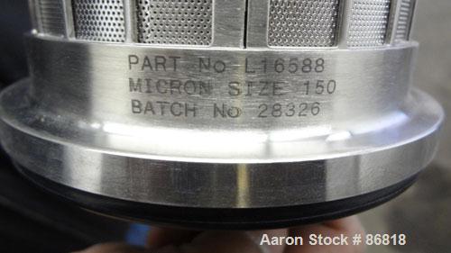 Used Russell Fines Eco Self-Cleaning Vertical Filter, Model EF502/0001/N, 316 Stainless Steel. Approximate 6" diameter x 14" long jacketed chamber, approximate 4-1/2" diameter screen with a rotating ...