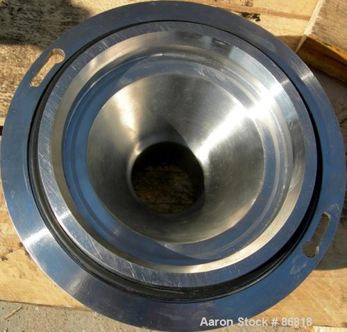 Used Russell Fines Eco Self-Cleaning Vertical Filter, Model EF502/0001/N, 316 Stainless Steel. Approximate 6" diameter x 14" long jacketed chamber, approximate 4-1/2" diameter screen with a rotating ...