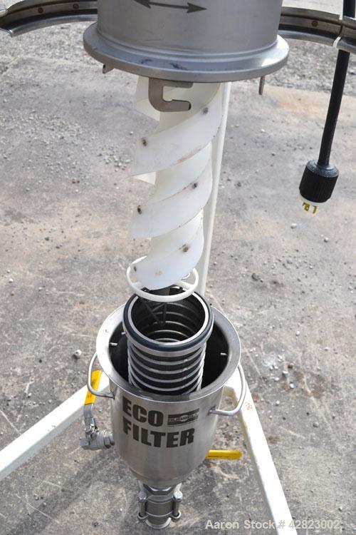 Used Russell Finex Eco Self-Cleaning Vertical Filter, Model EF26500, 316 Stainless Steel. Approximately  6" diameter x 14" long, approximately  4-1/2" diameter screen with a rotating wiper blade driv...