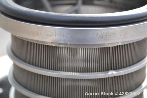 Used Russell Finex Eco Self-Cleaning Vertical Filter, Model EF26500, 316 Stainless Steel. Approximately  6" diameter x 14" long, approximately  4-1/2" diameter screen with a rotating wiper blade driv...