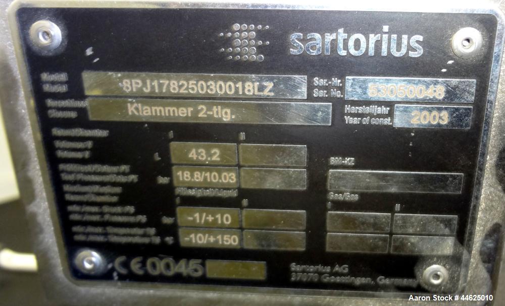 Used Stainless Steel Sartorius Cartridge Type Filter Housing, Model 8PJ17825030