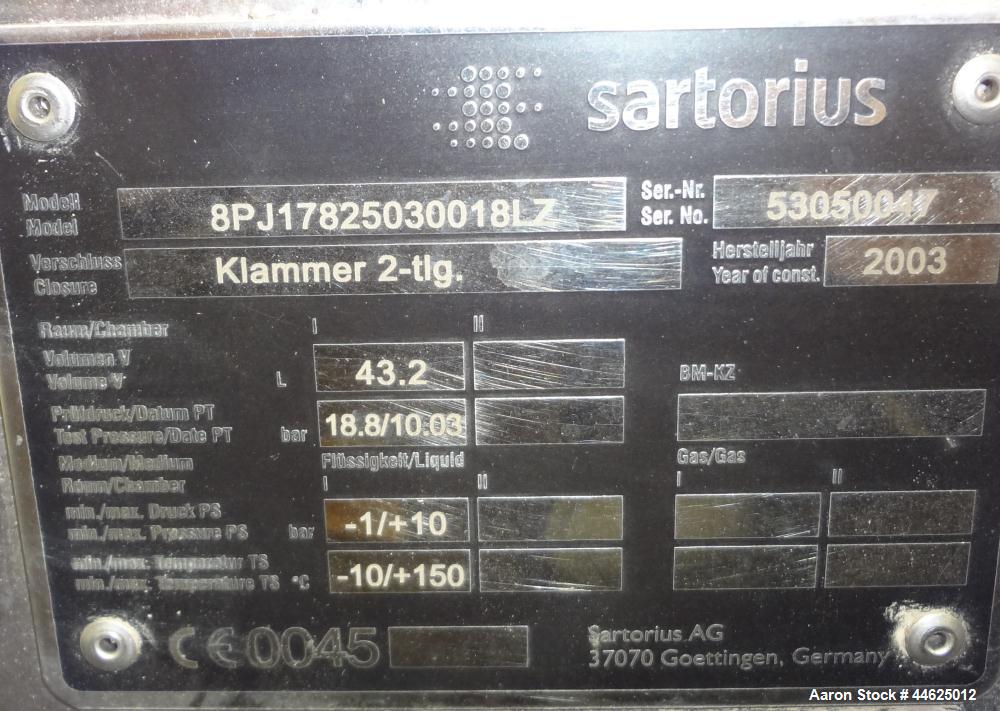 Used- Stainless Steel Sartorius Cartridge Type Filter Housing, Model 8PJ17825030