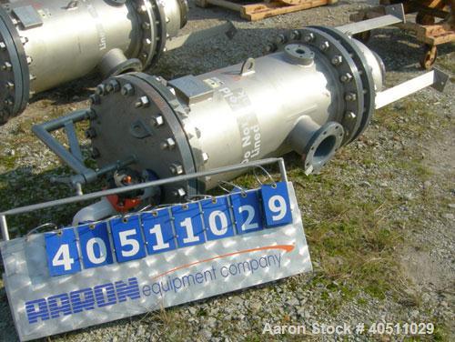 Used USF Filtration Separators Teflon Lined Filter, model T940450-000, type 120FH4-316L-6FD-C150-222ECTFE 90MILS, 316L stainless steel. Approximately 19.625'' x 52'' straight side. Flat bolt on top, ...