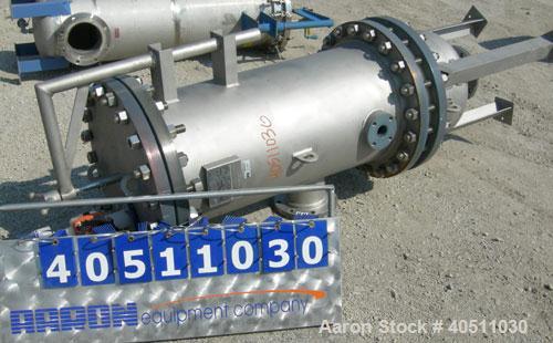 Used USF Filtration Separators Teflon Lined Filter, model T940450-000, type 120FH4-316L-6FD-C150-222ECTFE 90MILS, 316L stainless steel. Approximately 19.625'' x 52'' straight side. Flat bolt on top, ...